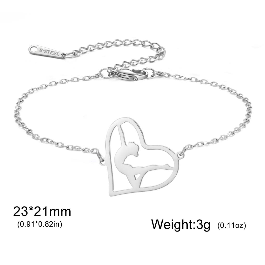 

Stainless Steel Gymnastics Bracelets for Women Fashion Heart Dancer Sports Bracelet Birthday Party Jewelry Wholesale