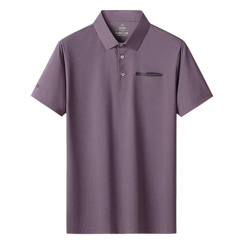 

Рубашка поло Мужская футболка из ледяного шелка с короткими рукавами Деловая одежда с лацканами Мужская одежда XXXL