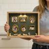 DIY Mini Museum Silhouette Box with Light Family Memory Photo Display Case Kit with 6 Gold Mini Frames 4 Miniature Cats 2 Potted Plants for Cat Lovers