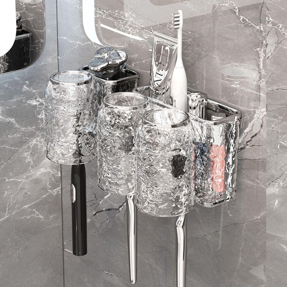 

Water Ripples Тримач для зубної щітки PET+ABS Зубна паста Зубна чашка Light Luxury Wash Cup Set Ванна кімната Grey-Two Cups