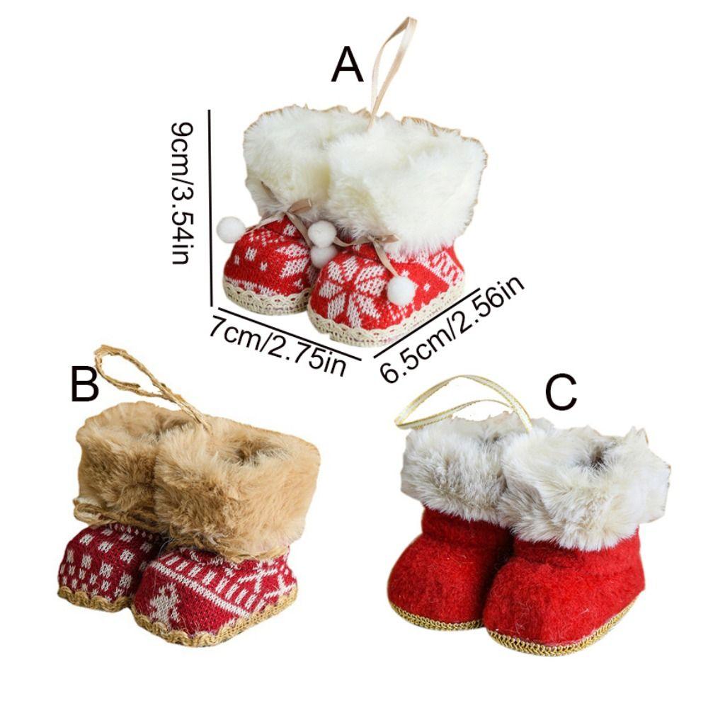 Plush/Cloth Christmas Boots Pendant Decorative Plush Christmas Tree Pendant  Festival Party