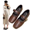 Large size flat low soft sole shallow mouth women's single shoes 2025 Mary retro student square head versatile pregnant women's light shoes