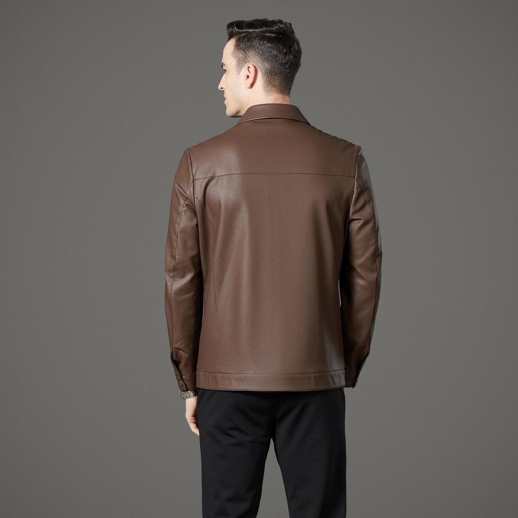 Classic Genuine Leather Jacket Men's Autumn New Sheepskin Jacket Business Casual Fashion Warm Jacket