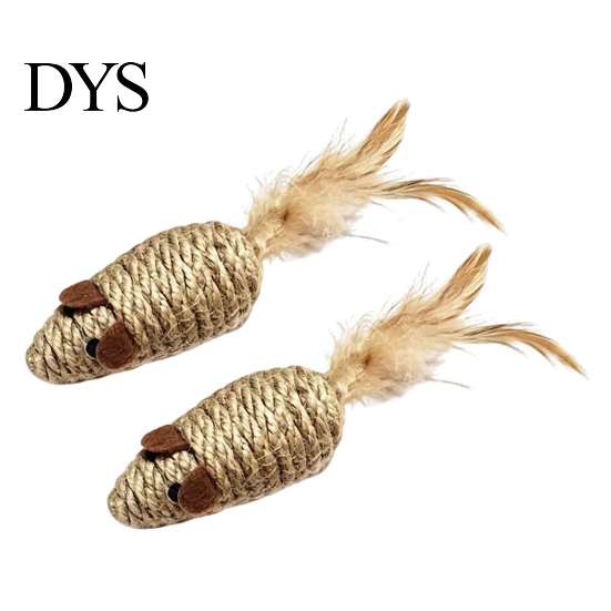 Interactive Pet Supplies for Multiple Cats Sisal Mouse Cat Toys, Feather Mice Kitten Chew Natural Toy Rope Rat Toys Teeth Cleaning, Indoor Self