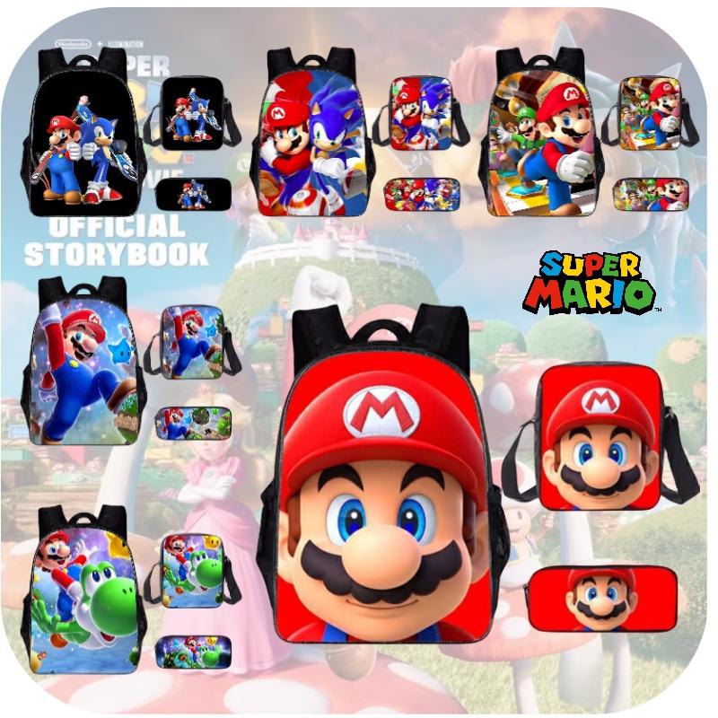 Super Mario Cartoon School Bag Student Backpack Waterproof And Expandable Fashionable And Trendy Style Nylon Material