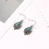 Hot Bohemia Earring 925 Sterling Silver Hook Hanging Dangle Earrings Colorful Glaze Natural Stone Long Drop Earrings for Women