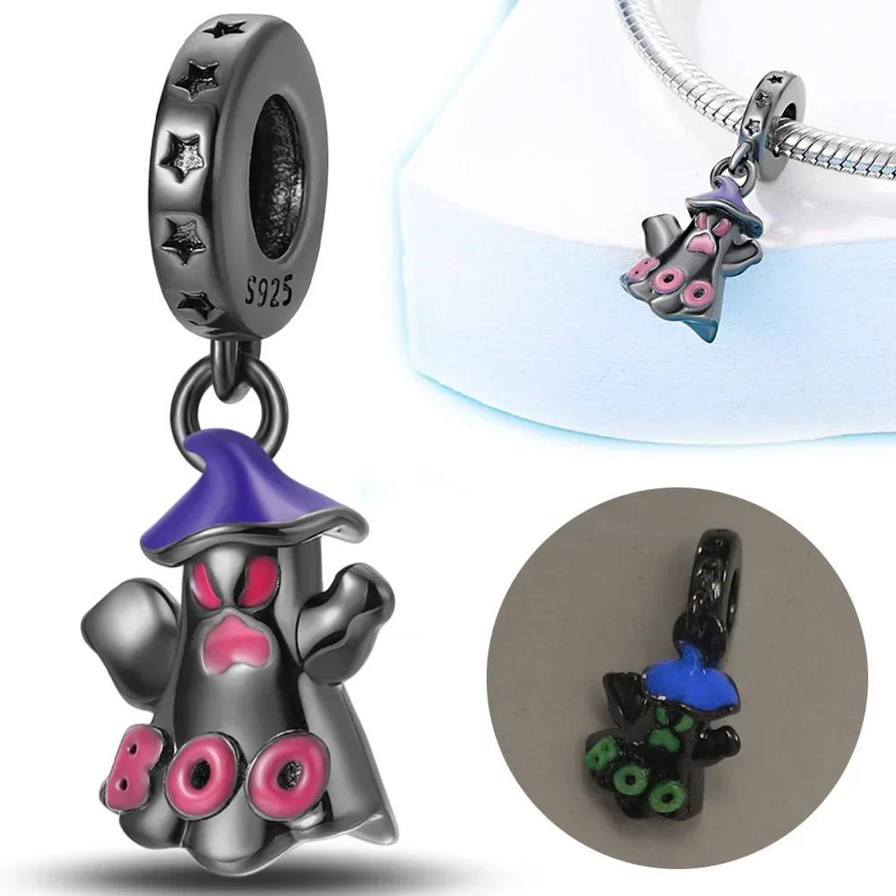 Copper Halloween Series Luminous Pumpkin Blood Devil Charm For Women Original Bracelet Diy Jewelry Making Gift