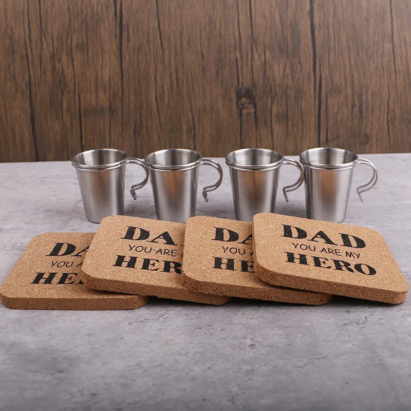 

Эксклюзивный дизайн 4 шт. мини-рюмки из нержавеющей стали с пробковыми подставками Уникальный стиль для современных домашних баров Лучший подарок на День отца