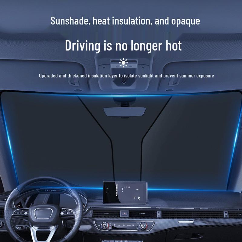 Foldable Titanium Silver Car Sunshade with Heat Insulation and UV Protection