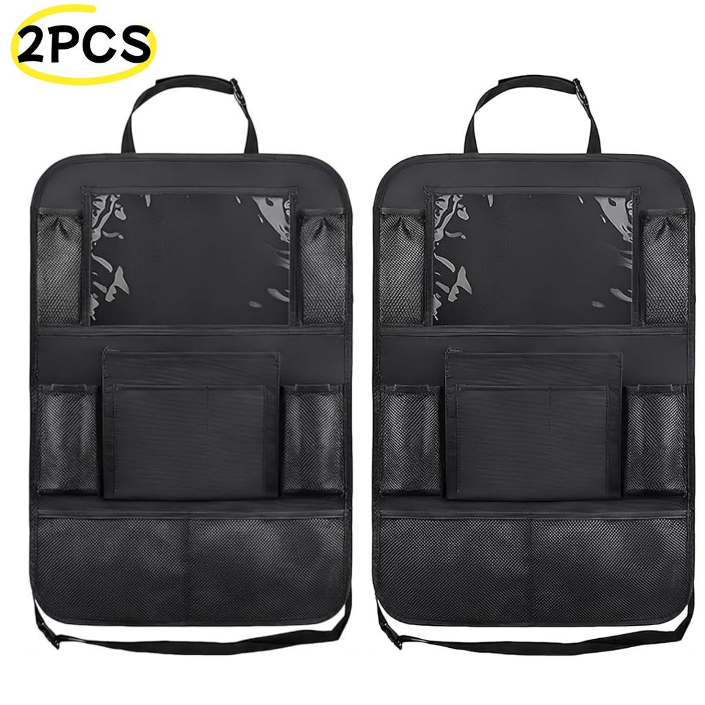 Universal Car Storage Bag&Backseat Organizer with Tablet Holder, Trunk Net,Fire Extinguisher Fixer, Seat Protector Car Organizer