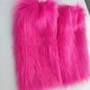 Women Harajuku Rose Red Faux Fur Leg Warmer Shoes Cuffs Calf Socks Streetwear