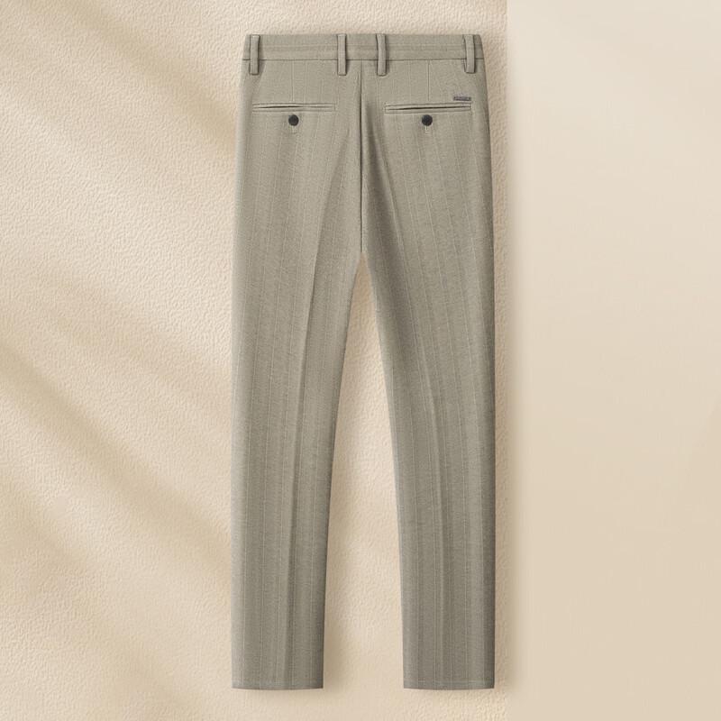 MONTAGUT Men's Autumn Striped Wool Blend Suit Trousers