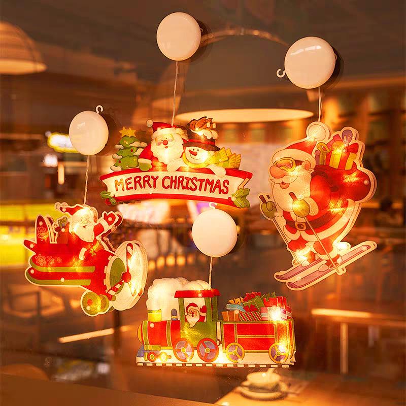 Grenzüberschreitende Weihnachts-Saugnapflichter: Weihnachtsmann, Rentier & Baumdekorationen für Schaufenster und Feiertagsatmosphäre