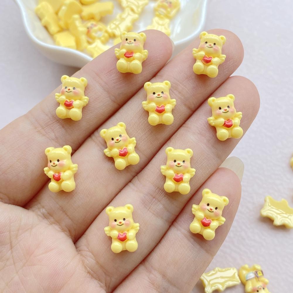 50Pcs Cute Mini Cartoon Bear Nail Art Resin Designer Charms DIY Craft For Nail 3D Decorations Jewelry