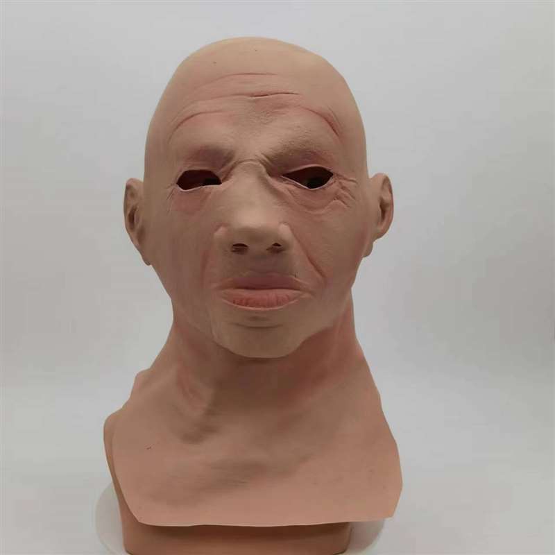 Old Man Mask Halloween New Face Wig Hood Old Man Head Horror Props