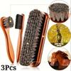 3Pcs Horsehair Shine Shoes Brush Kit Polish Dauber Applicators Cleaning Leather Shoes Boots Care Brushes Suede Cleaner Brush