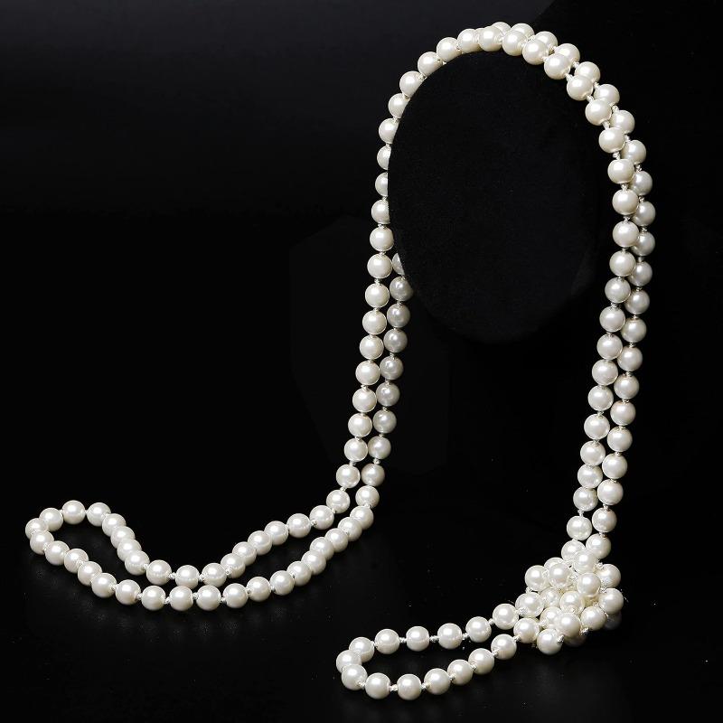 Fashion Faux Pearl Long Necklace 140cm Long Faux Pearl Wedding Engagement Necklace