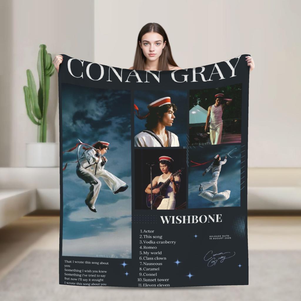 Conan Gray Wishbone Decke Amerikanischer Sänger Reisebüro Flanell Überwurfdecke Für Schlafzimmer Warme Tagesdecke Geburtstagsgeschenk