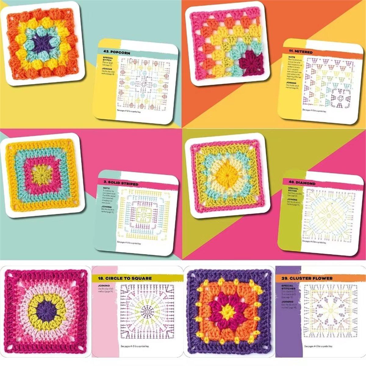 50 шт./Коробка Смешанные и Сочетающиеся Дизайны Карточки для Вязания Крючком и Спицами Карты Бабушкин Квадрат Набор Карточек DIY Бабушкин Вязаный Узор China Mainland