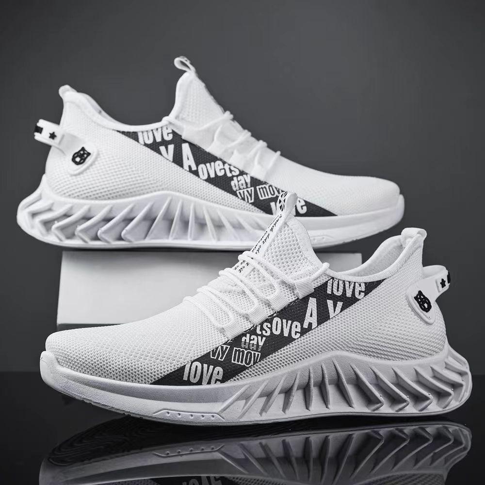 Men's shoes new fly-woven breathable sports shoes men's mesh shoes students summer tide white shoes