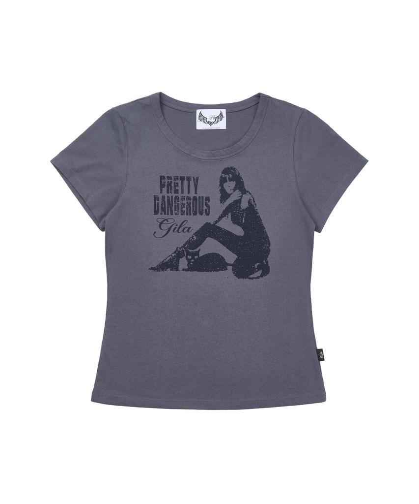 Gillaakaibeu Danger Girl Crop T-Shirts_Navy