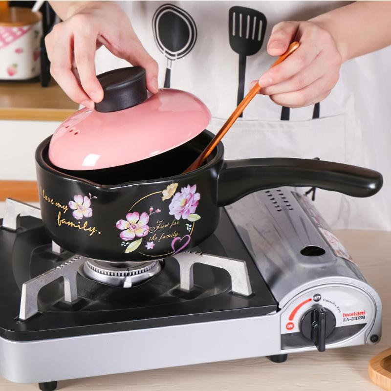 Ceramic Casserole Japanese Pink Yellow Round Multiple Size Cooking Soup Pot Household Kitchen Supplies Saucepan Cookware
