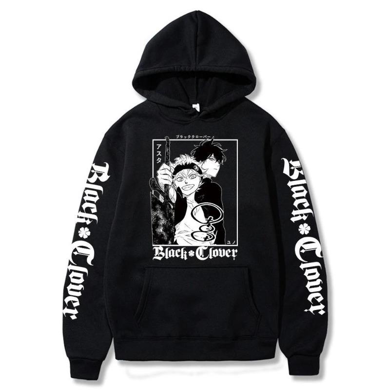 Anime Black Clover Yuno Grinbellor Asta Graphic Hoodies Oversized Hooded Sweatshirt Long Sleeves Hoodie Men Women Clothes