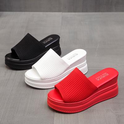 Red White Slippers Wedge Heels Women Sandals Platform Wedges Shoes Ladies Summer Sandals Beach Sandals High Platform Slippers