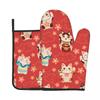 Japanese Money Cat Heat Resistant Oven Mitts and Pot Holders Sets Oven Gloves for BBQ Cooking Baking Grilling