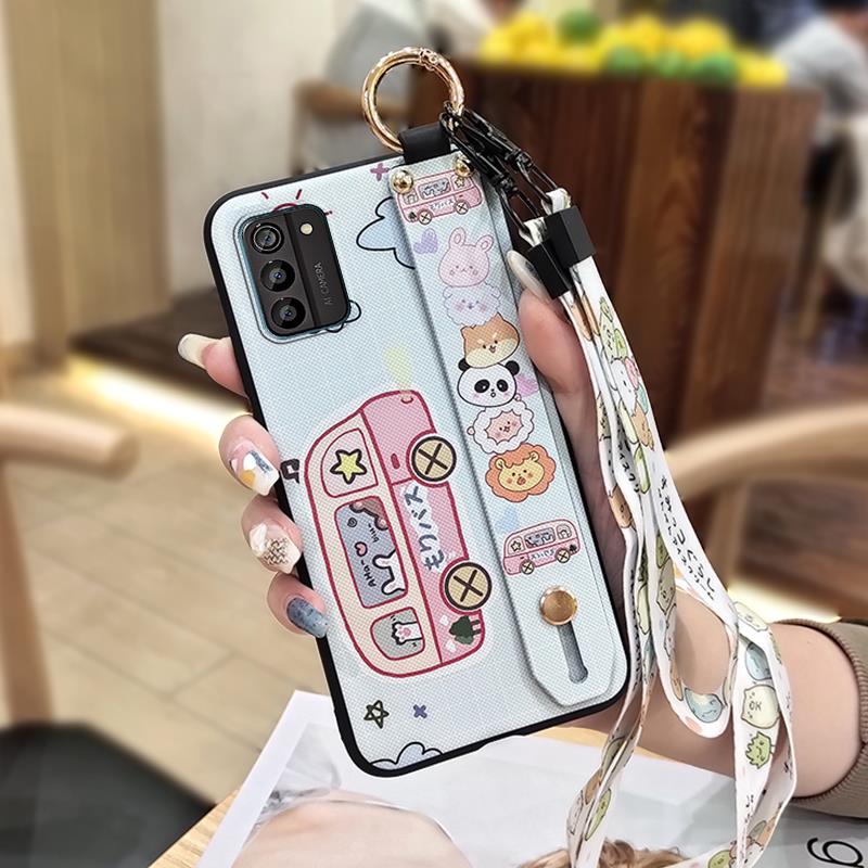 Wristband Dirt-resistant Phone Case For Nokia G100 Wrist Strap Anti-knock Durable Back Cover Anti-dust Silicone Cartoon