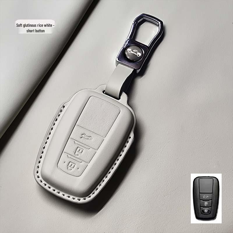 Genuine Leather Key Cover for Toyota: Compatible with Corolla, Camry, Avalon, Land Cruiser, and RAV4.