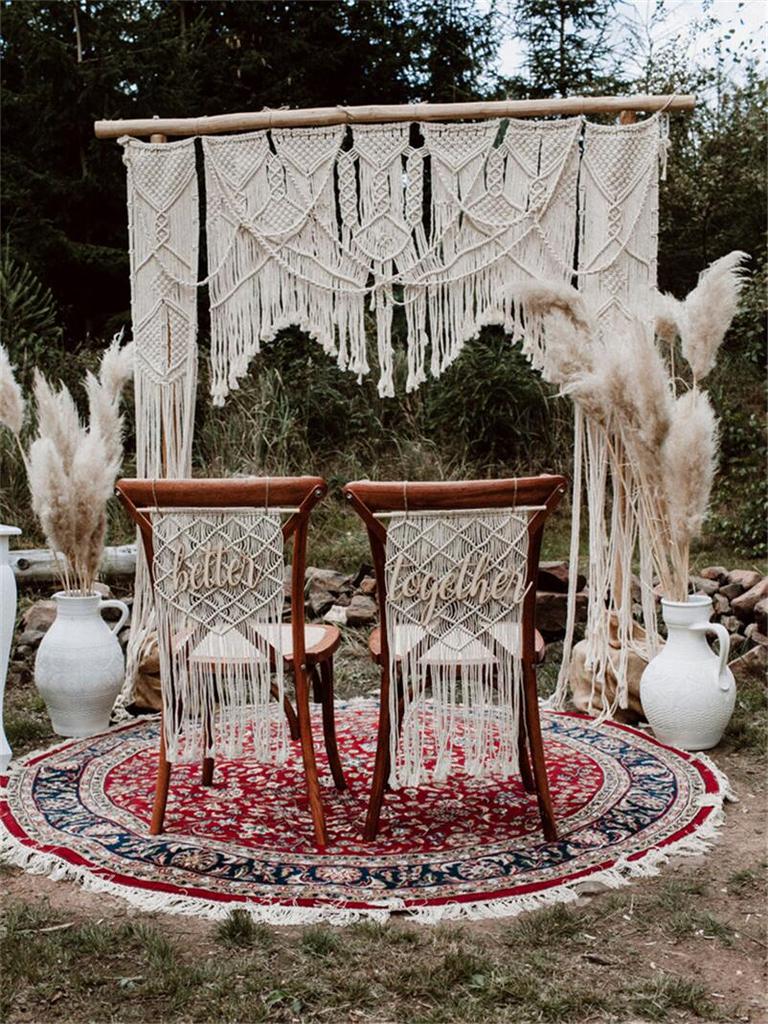 Handmade Cotton Macrame Wedding Backdrop Curtain Bohemia Tassel Art Wall Hanging Tapestry Headboard Wall Hanging 180*200cm