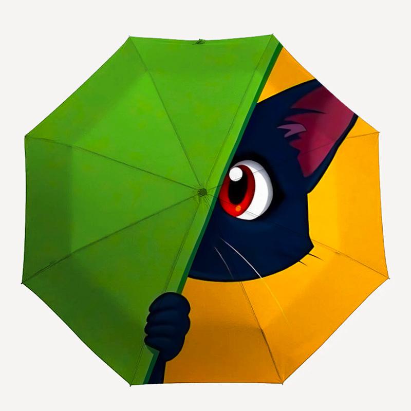 

1pc Cat Circle Automatic Open/Close Umbrella Compact Folding Umbrella, All-Season Portable Umbrella for Women/Men, Perfect Gift for Birthdays
