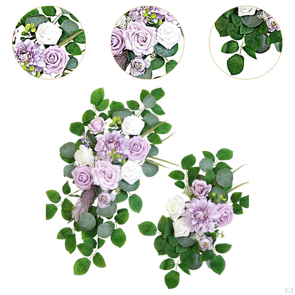 2 Pieces Floral Swag for Wedding Arch with Artificial Flowers