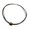 Vintage Leather Necklace Featuring Natural Tiger Eye Stone Adjustable Length Necklace Alloy Texture Present for Women