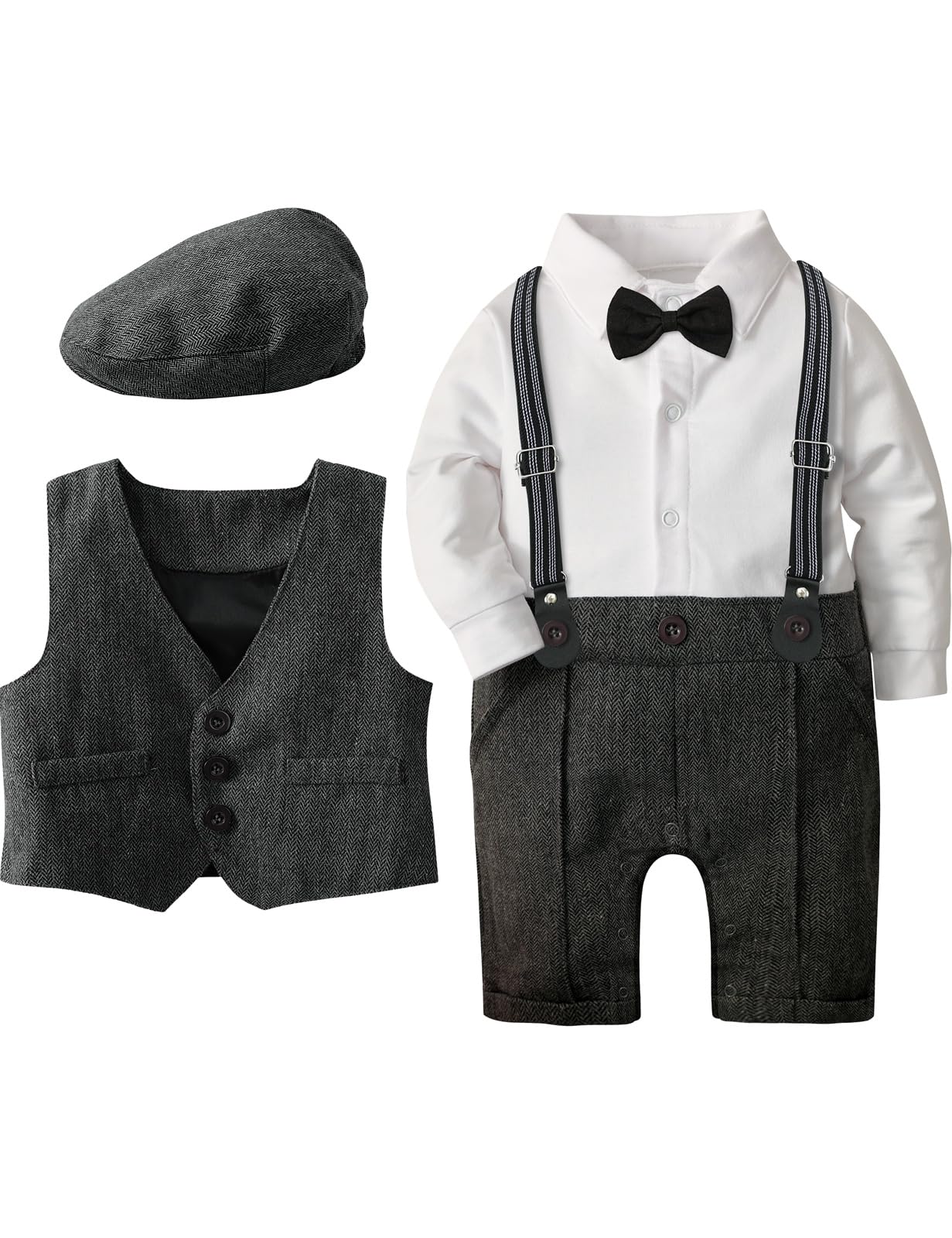 

TickElf Formal Romper and Suit Baby Perfect for First Kindergarten Entrance First Baby Birthday Dark Boys Children s Clothing, Set, Western-Style