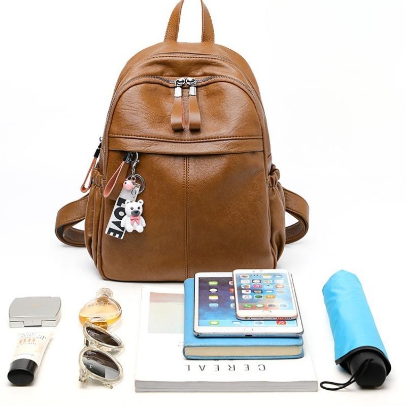 Large Capacity Soft Leather Backpack All Cowhide Ladies Bag Urban Simple Small Backpack