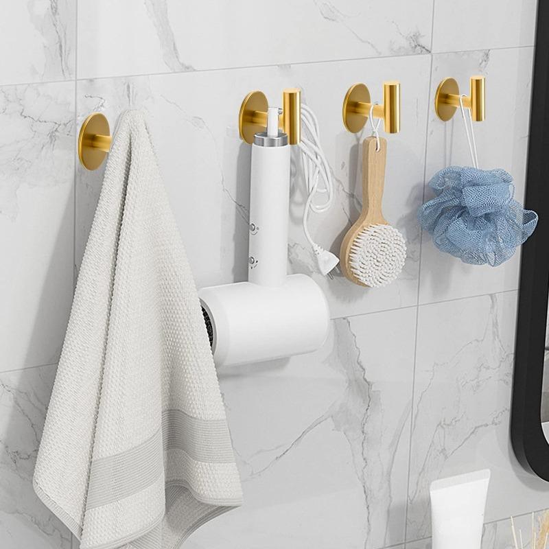 Xiaomi Brushed Gold Adhesive Wall Hooks Heavy Duty Sticky Towel Hook for Bathroom Kitchen Door Wall Mounted Stick On Hook for Coat Keys