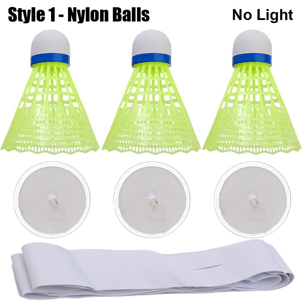 3Sets Nylon Badminton Trainer Set Glowing Badminton Balls Lightweight Badminton Trainer Elastic Single Player Rebound Practice