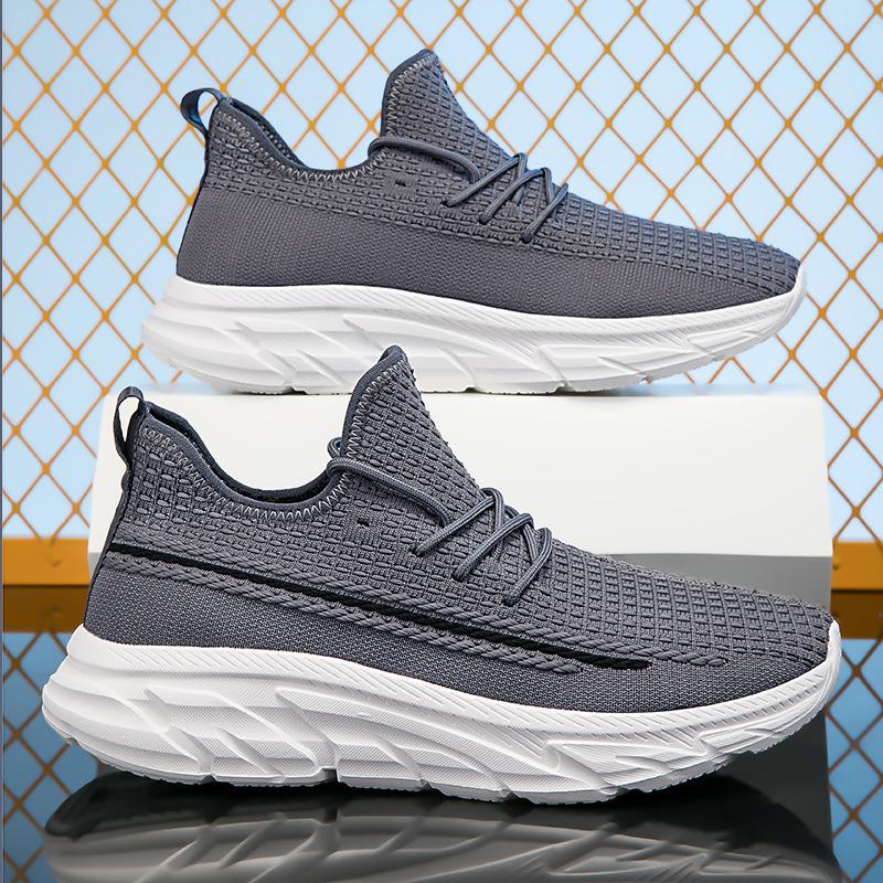 

Большой размер осень новые сетчатые дышащие кроссовки мужские на мягкой подошве дышащие кроссовки модные и легкие повседневные туфли 46 серый