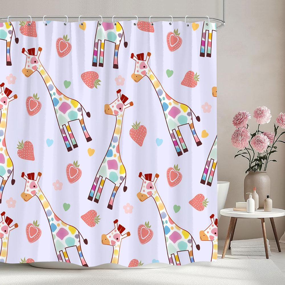 Cartoon Patterns Children's Shower Curtain Warm Girls Room Decoration Curtains Boys Shower Curtains Bathroom Decor With Hooks