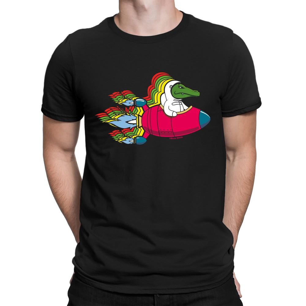 

SPACE CROC Мужская забавная футболка Триповый крокодил Космический корабль Астронавт Веселье 4XL
