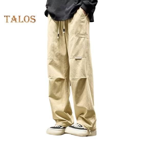 

Брюки-карго осень-весна, свободные, прямые, однотонные, в стиле хип-хоп, с несколькими карманами, на резинке и завязками на талии, длинные брюки L хаки