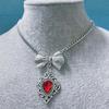 Renaissance Style Alloy Pendant Necklace With Geometric Shape And Butterfly Knot For Ladies