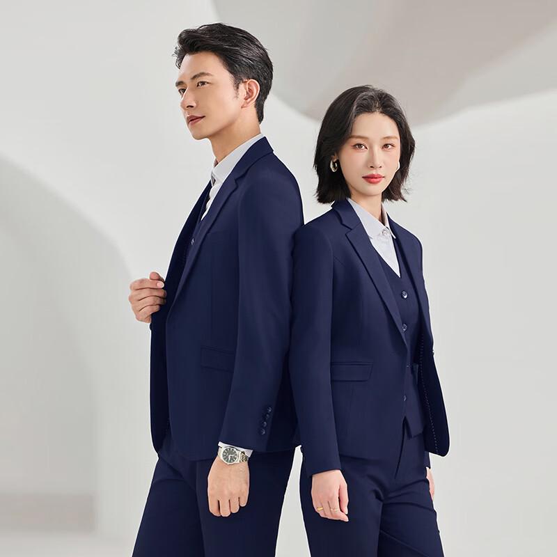 Men's Navy Blue Three-Piece Business Suit Set