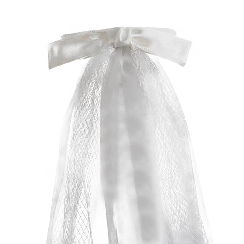 

Bride Veil Hair Clip Large Bowknot Veil Studded Wedding Hair Sheer White Wedding Veil Headscarf Mantilla Veil 1