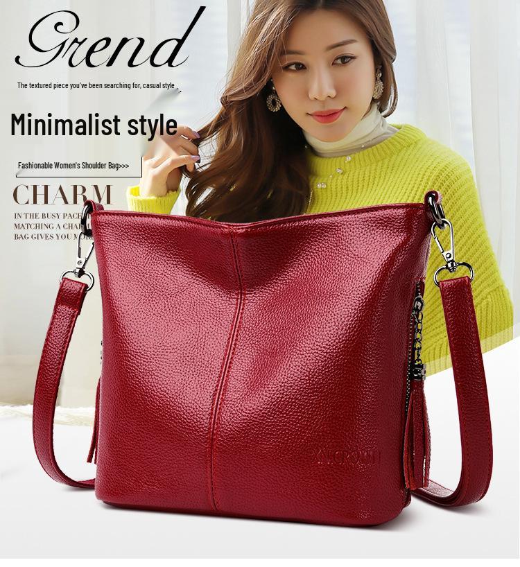 2022 European & American Retro Tassel Soft Leather Crossbody Bag - Casual, Versatile Single Shoulder Handbag for Women