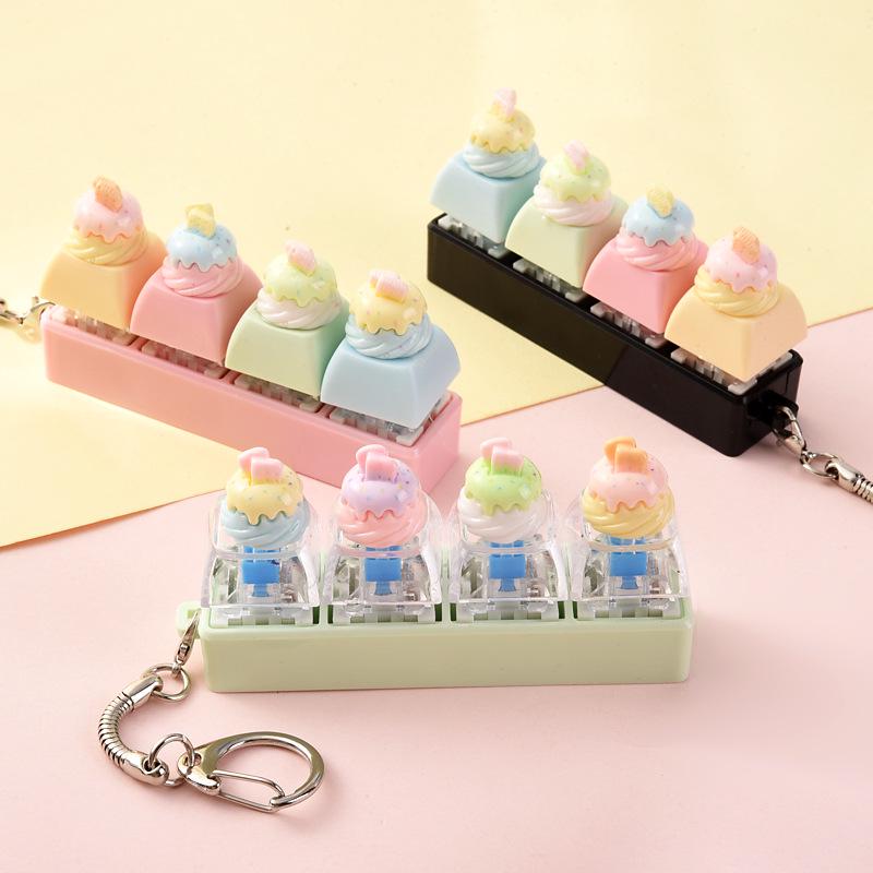 Cartoon Bread Button Squeeze Toy Keychain: Stress Relief and Distraction Gadget