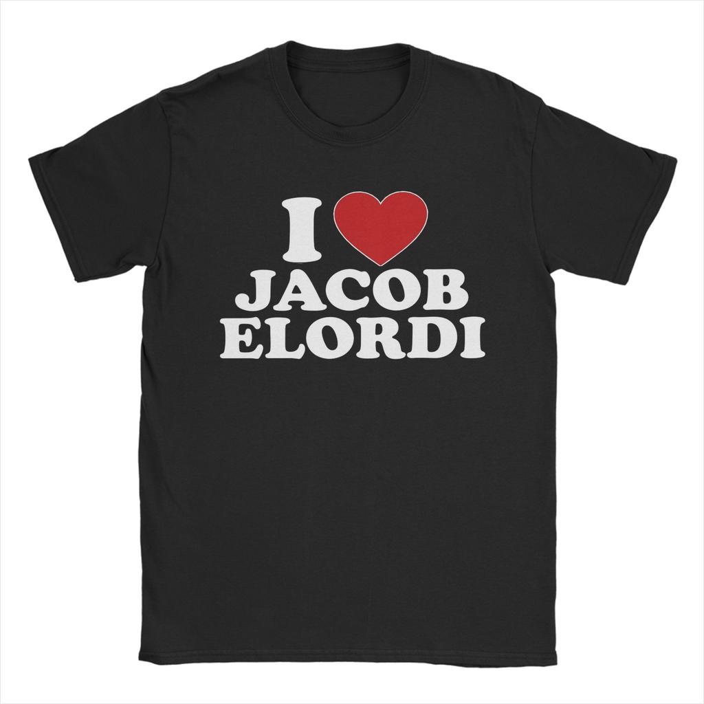 I Love Jacob Elordi Unisex S T Shirt Vintage Tees Short Sleeve Round Neck TShirt Cotton Printing Clothing