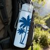 1PC Twin Palm Tree Minimal Line Art 750ml Color Plastic Sports Water Bottle Leakproof Flip Straw Lid Suitable for Sports Office Home Use